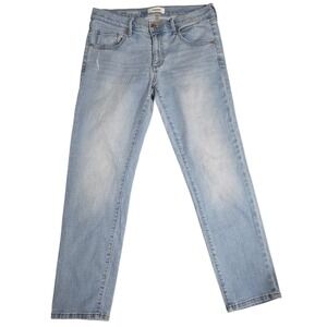 Sonoma Jeans Blue Light Wash Girlfriend Distressed Stretch Denim Sz 4 27" Inseam